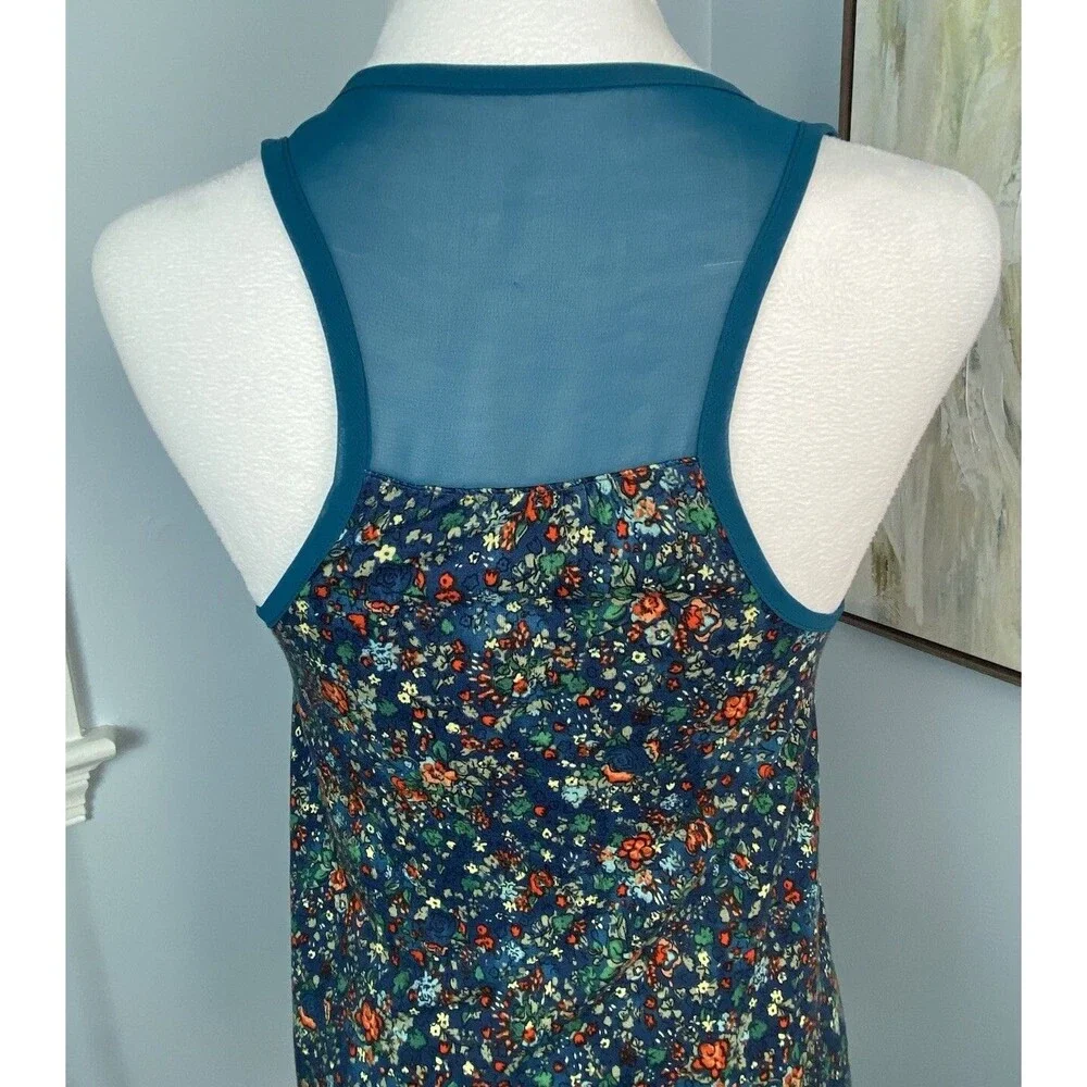 VTG Mudd Tank Top Size Small Sheer Teal Dark‎ Floral Racerback Tank 90’s Fairy